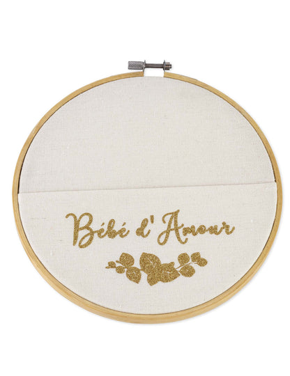 Okvir za džepove Baby Love od drveta i lana 19 cm svjetlucavo zlato