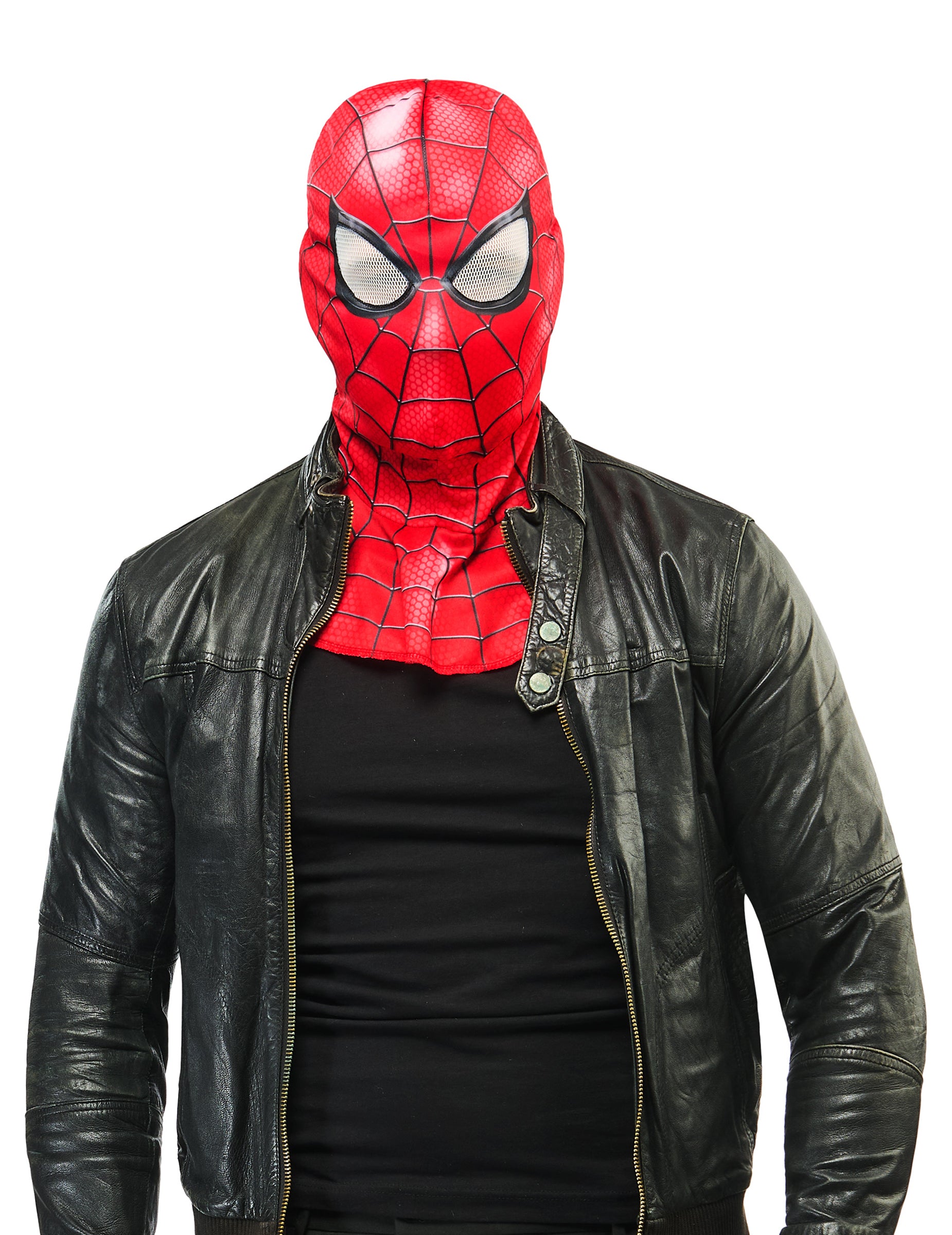 Cagoule Spider-Man™ pour adulte rouge à motifs de toile d'araignée noire