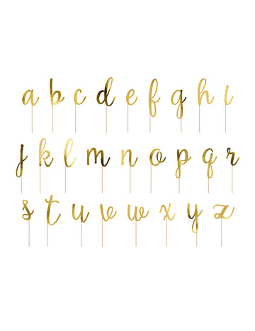 Set drvenih ukrasa za tortu s metalnim zlatnim slovima za tortu