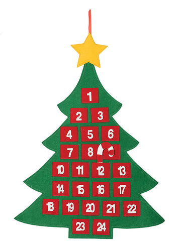 Adventski kalendar od tkanine u obliku božićnog drvca 55 x 70 cm 