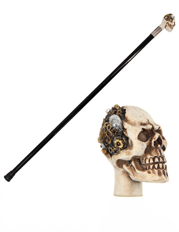 Steampunk štap s lubanjom od metala, 93 cm