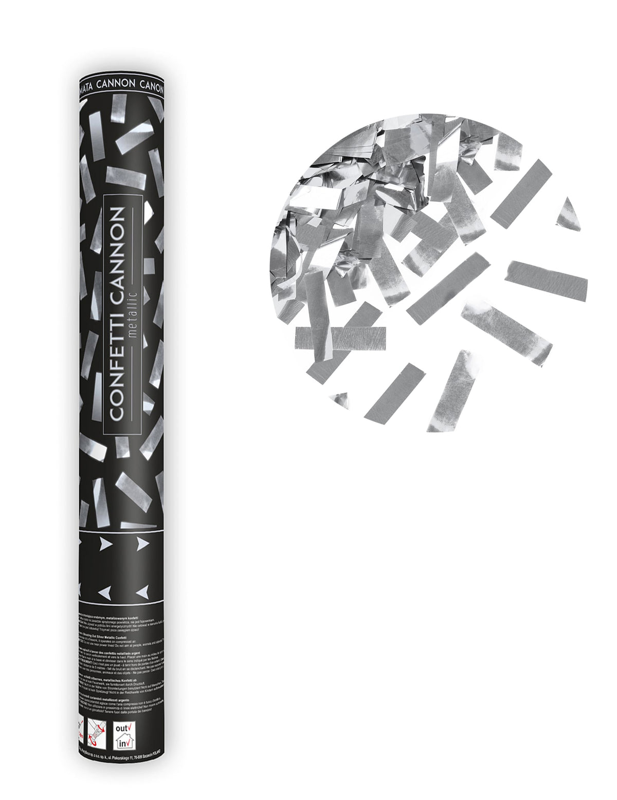 Canon à confettis bandes métalliques pour fête argentées