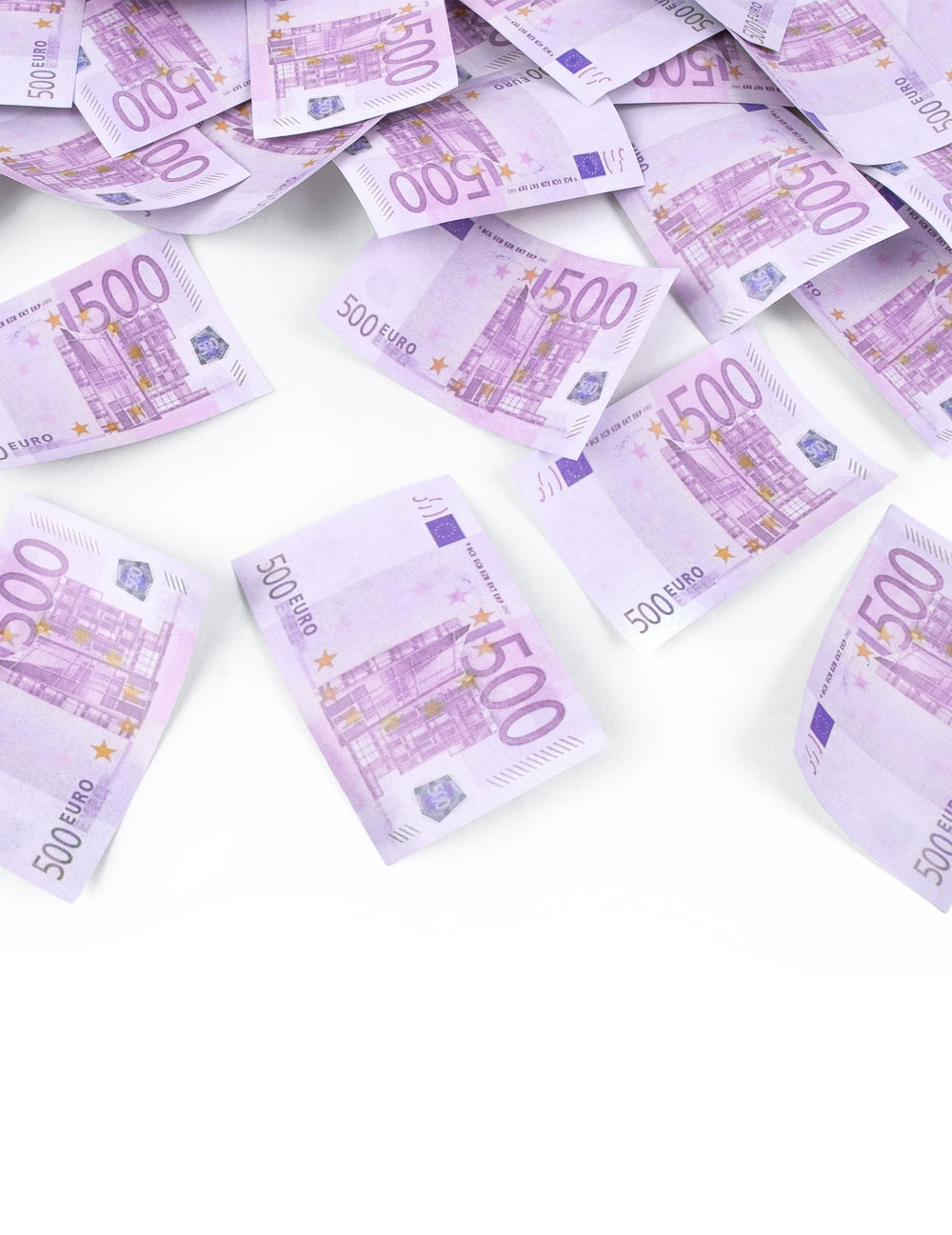 Détail des confettis du canon à confettis billets 500 euros