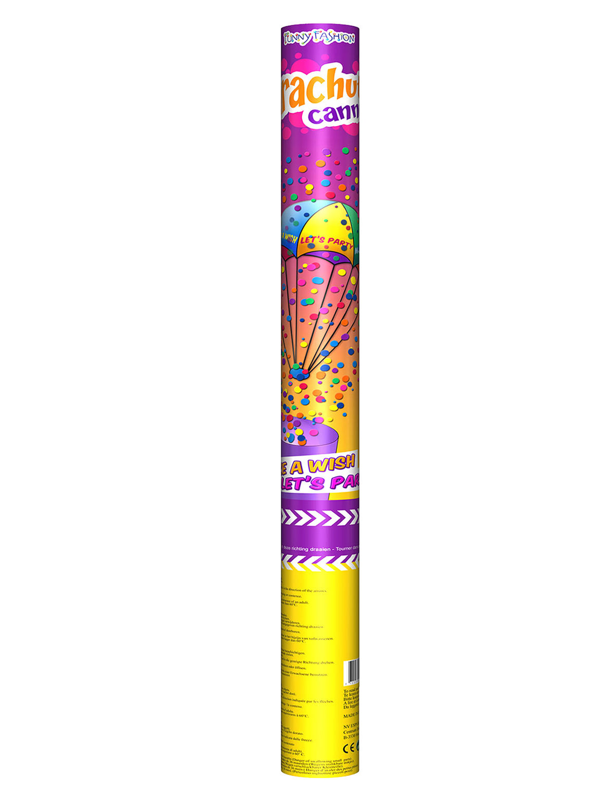 Canon à confettis avec parachute pour la fête multicolore