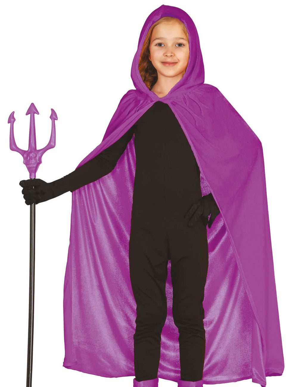 Cape en velours pour enfant violette à capuche