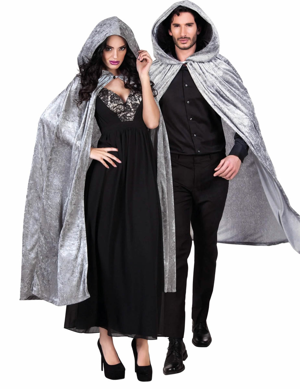 Sivi halloween plašt za odrasli s izgledom baršuna