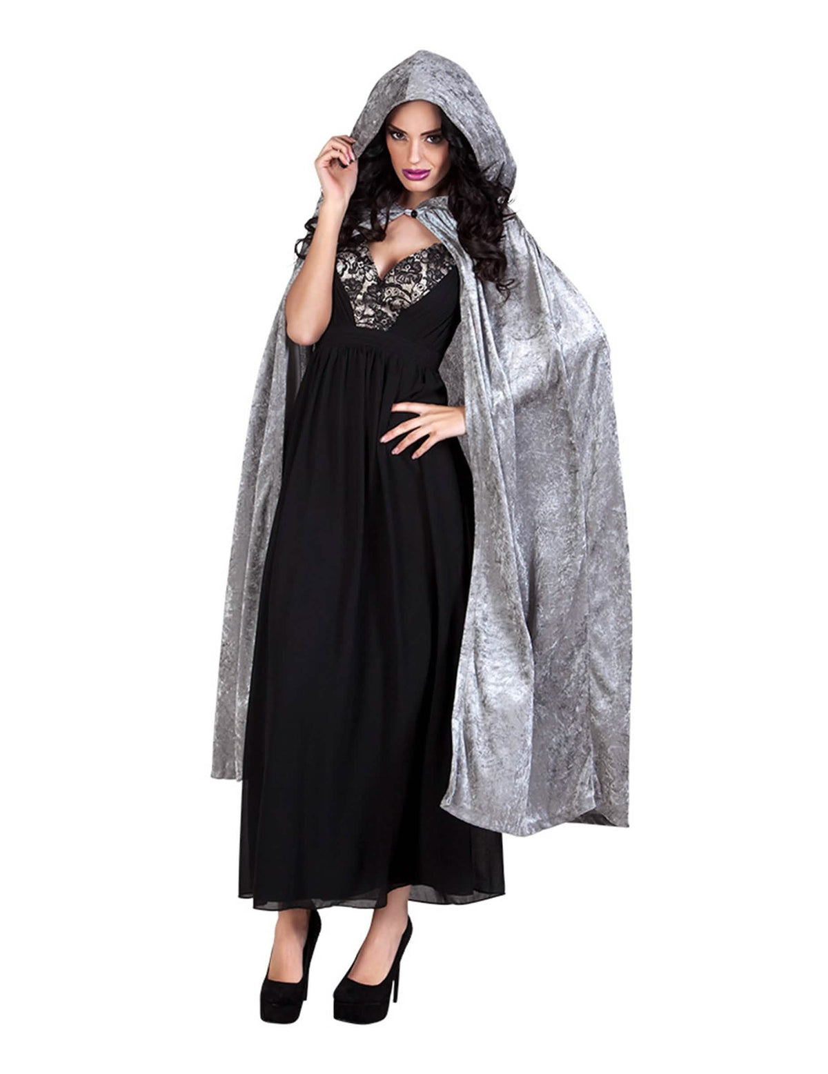 Prednji pogled s kapuljačom Halloween plašta