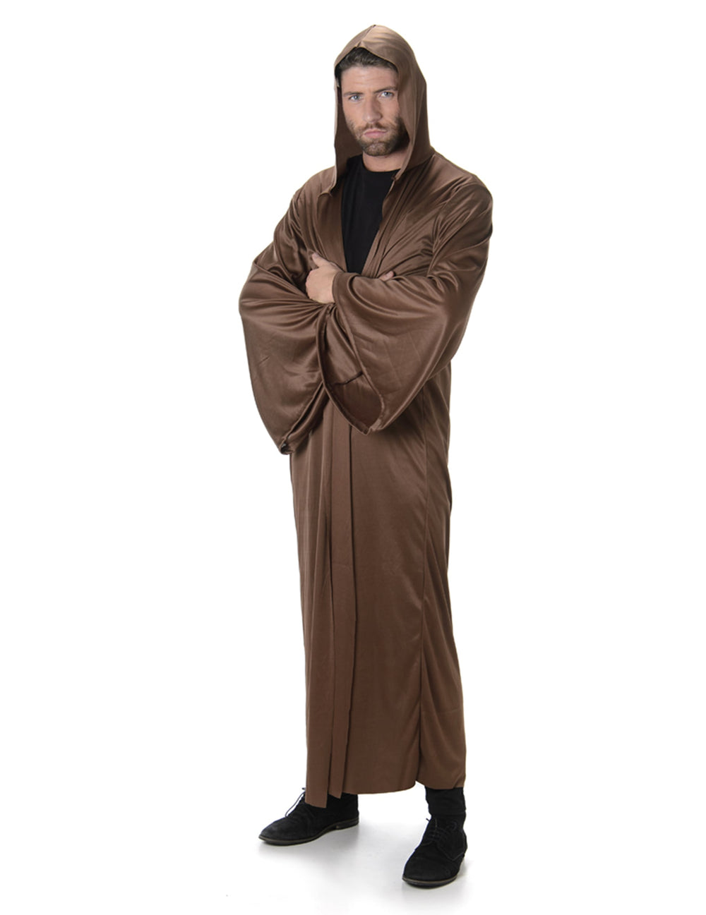 Cape marron pour adulte avec capuche et manches larges