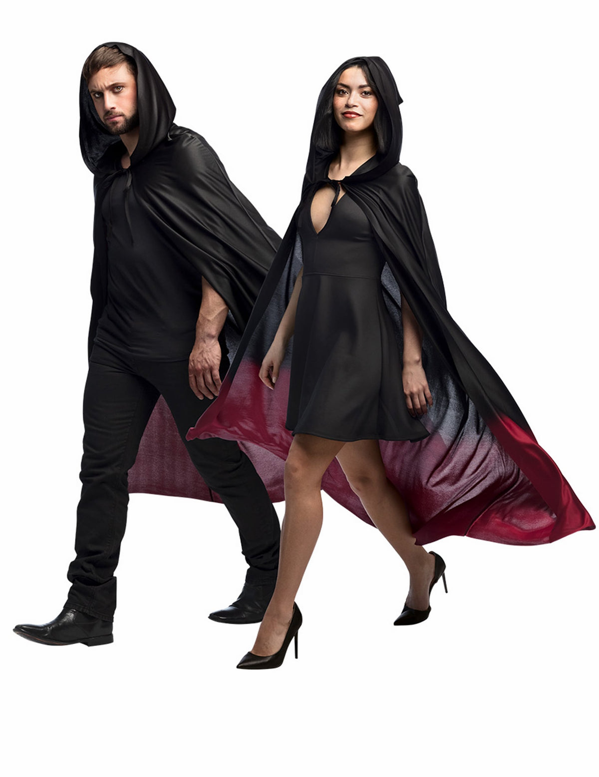 Cape Halloween pour adulte noire avec dégradé rouge