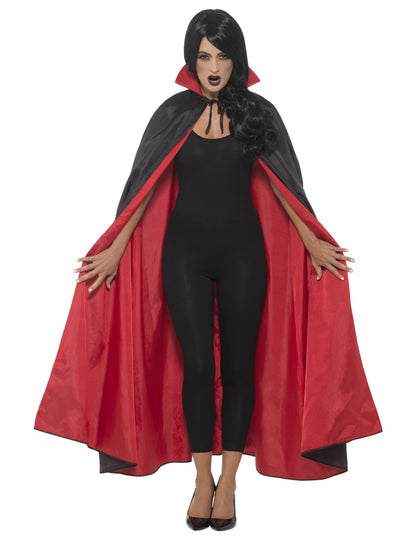 Reverzibilni vampirski saten rt 125 cm Halloween odrasla osoba