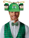 Casque anti-soif Saint Patrick pour adulte vert avec porte-cannettes