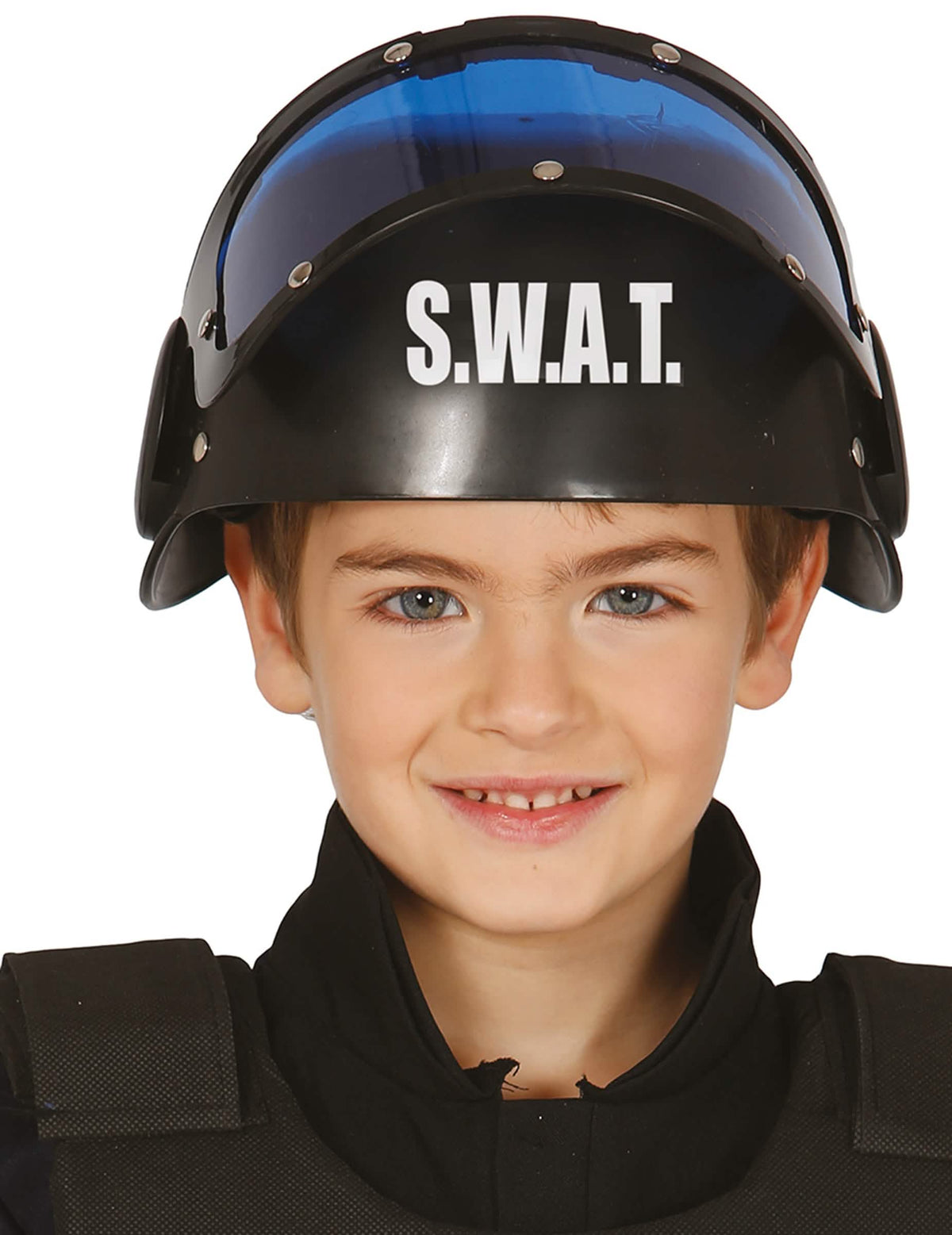Prednji prikaz kacige s vizirом SWAT za dijete