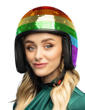 Šljokičasta disco kugla kaciga u duginim bojama za odrasle 