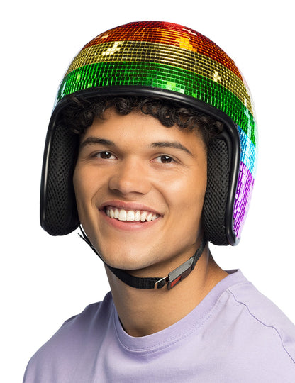 Šljokičasta disco kugla kaciga u duginim bojama za odrasle 