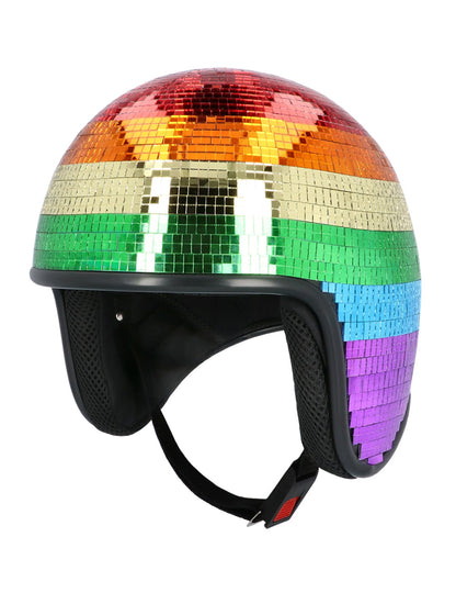 Šljokičasta disco kugla kaciga u duginim bojama za odrasle 