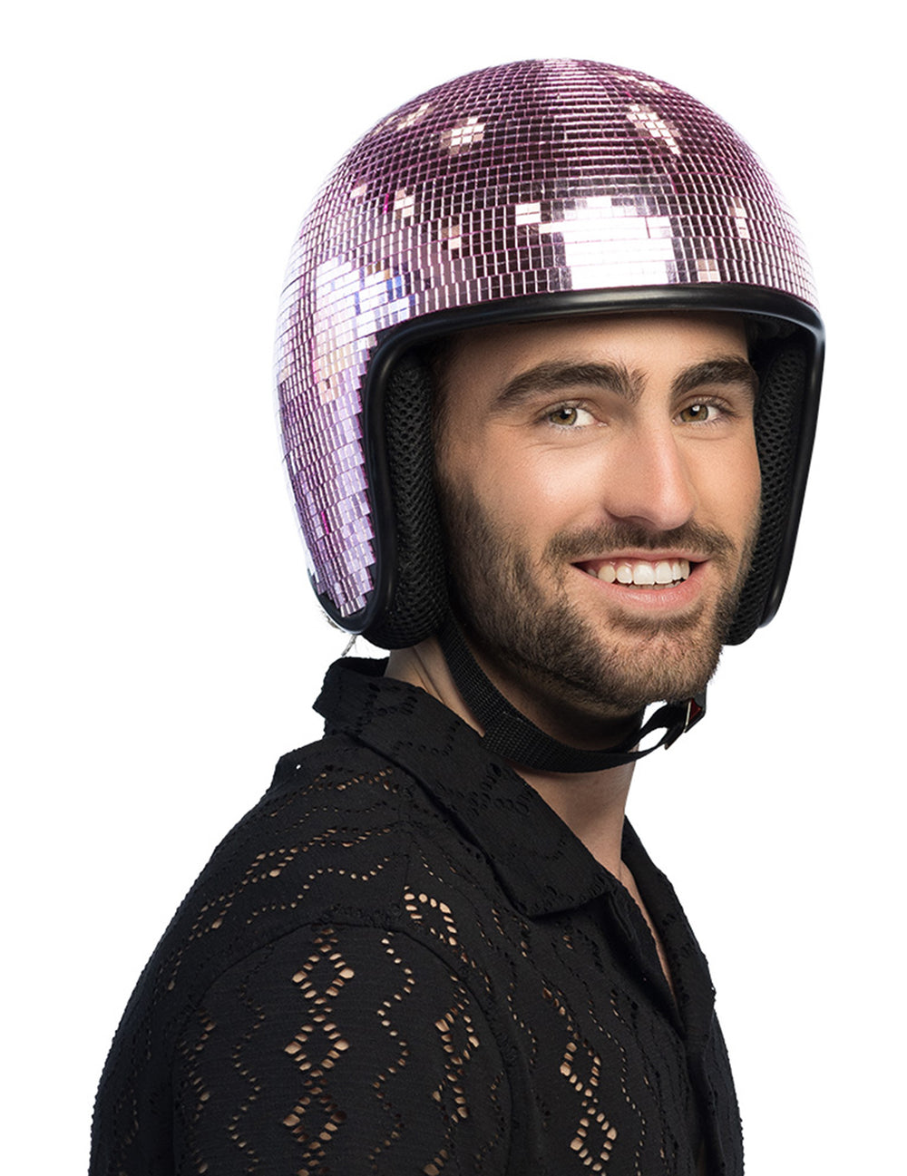 Casque boule à facettes pour adulte rose