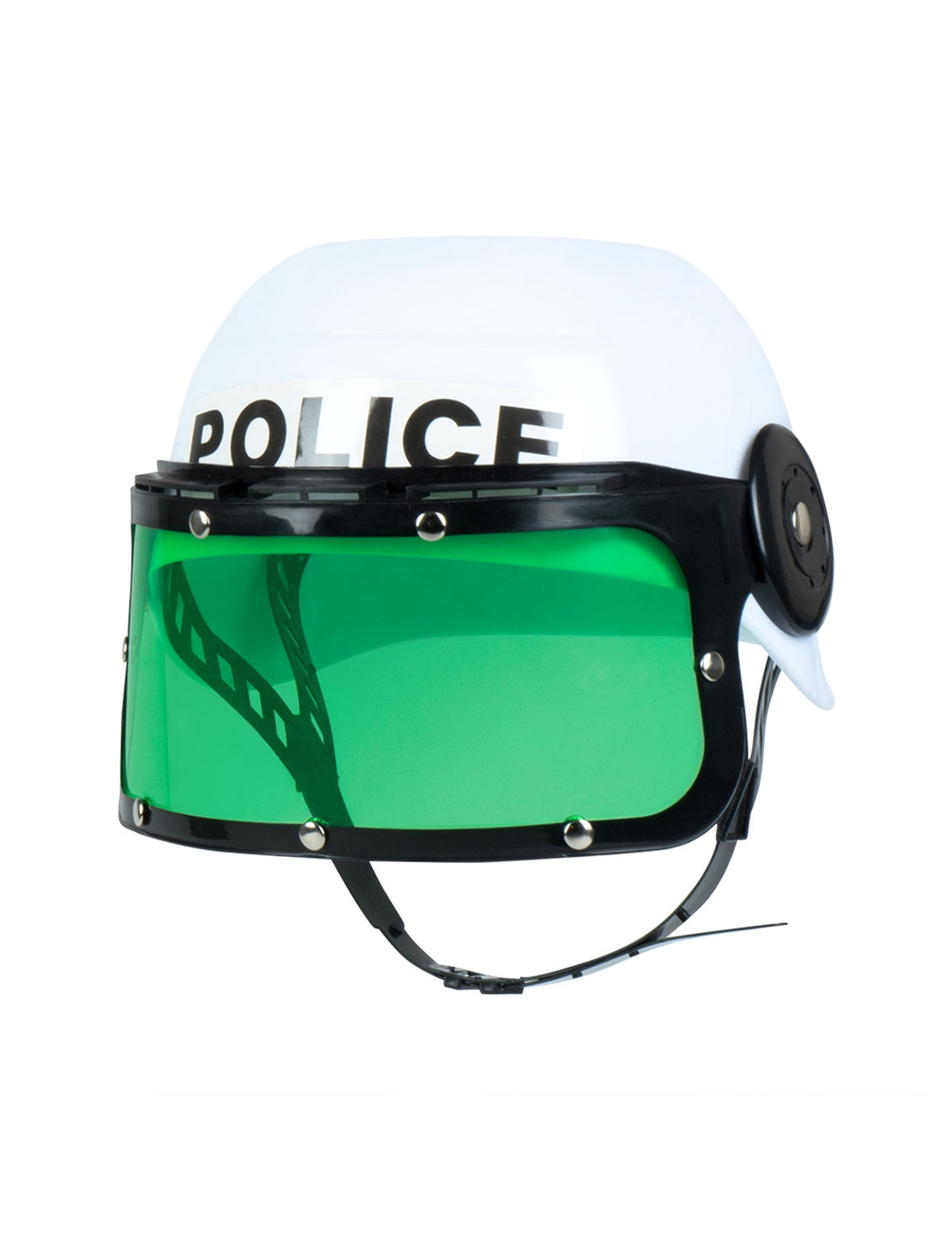 Bočni pogled bijelog policijskog šešira za djecu