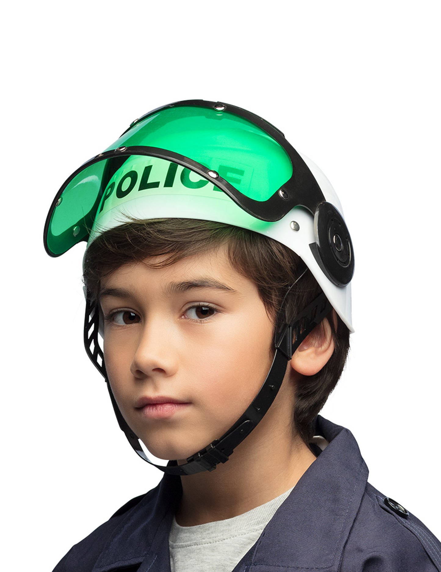 Frontalni pogled bijelog policijskog šešira za djecu