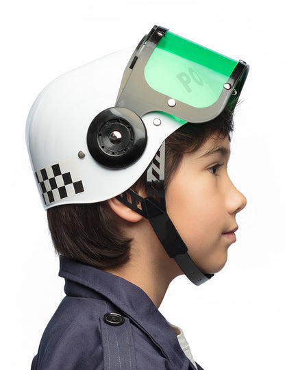 Bočni pogled bijelog policijskog šešira za djecu