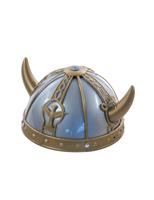 Casque viking pour adulte gris et doré avec cornes