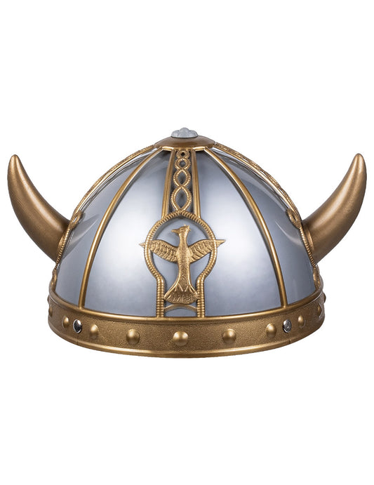 Détail de l'emblème frontal du casque viking pour enfant