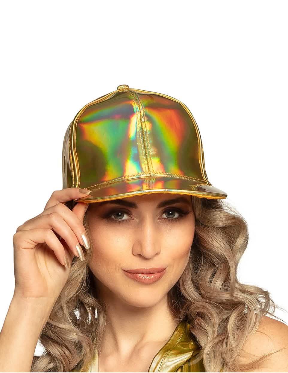 Zlatna iridescentna kapa za odrasli, zlatna i sjajna