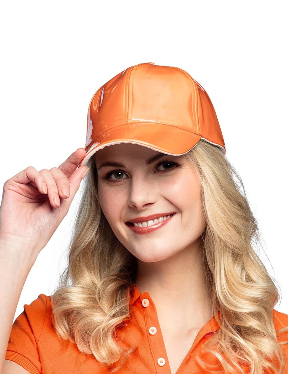 Casquette holographique pour adulte orange brillante