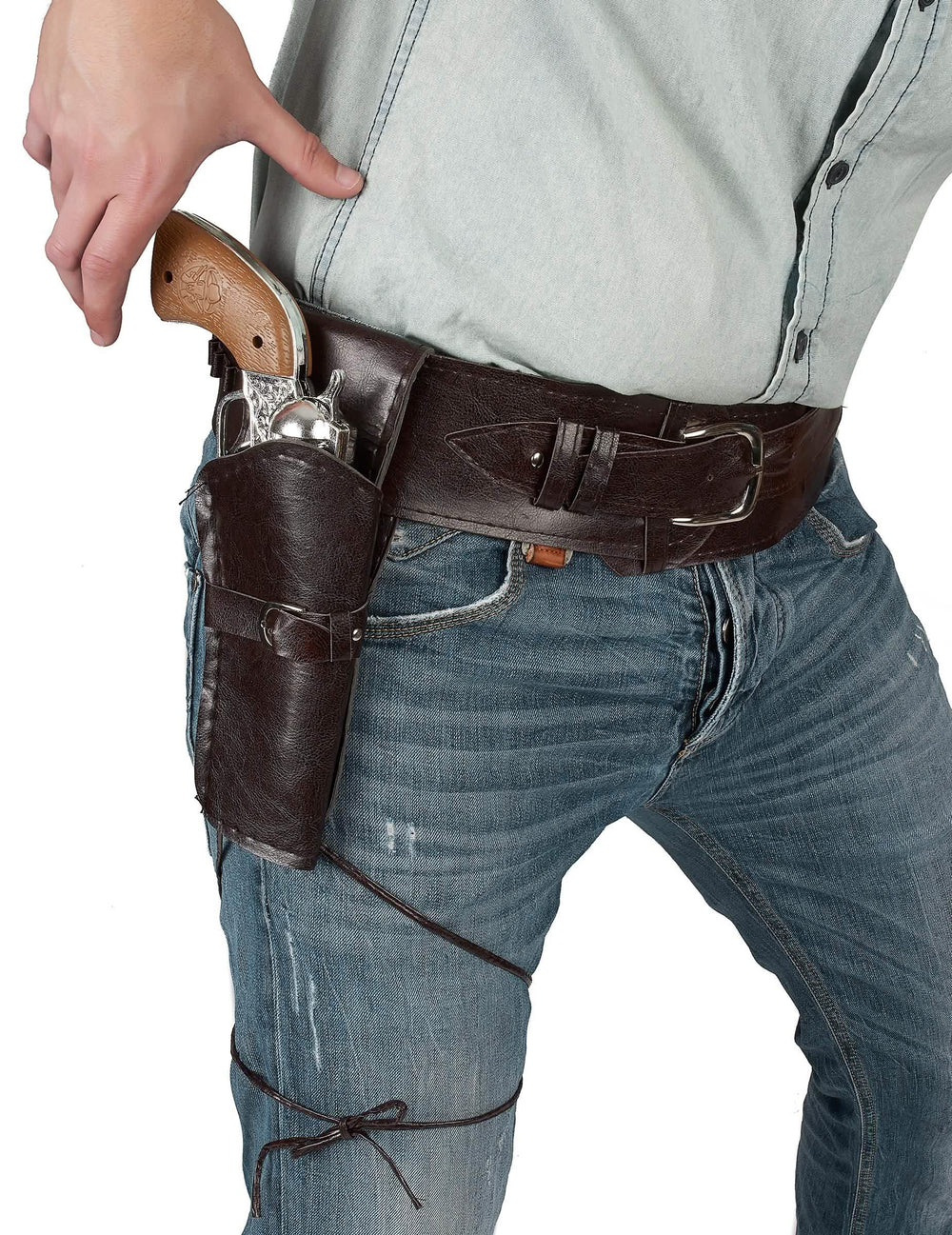 Pojas s cowboy futrolom za odrasli smeđa