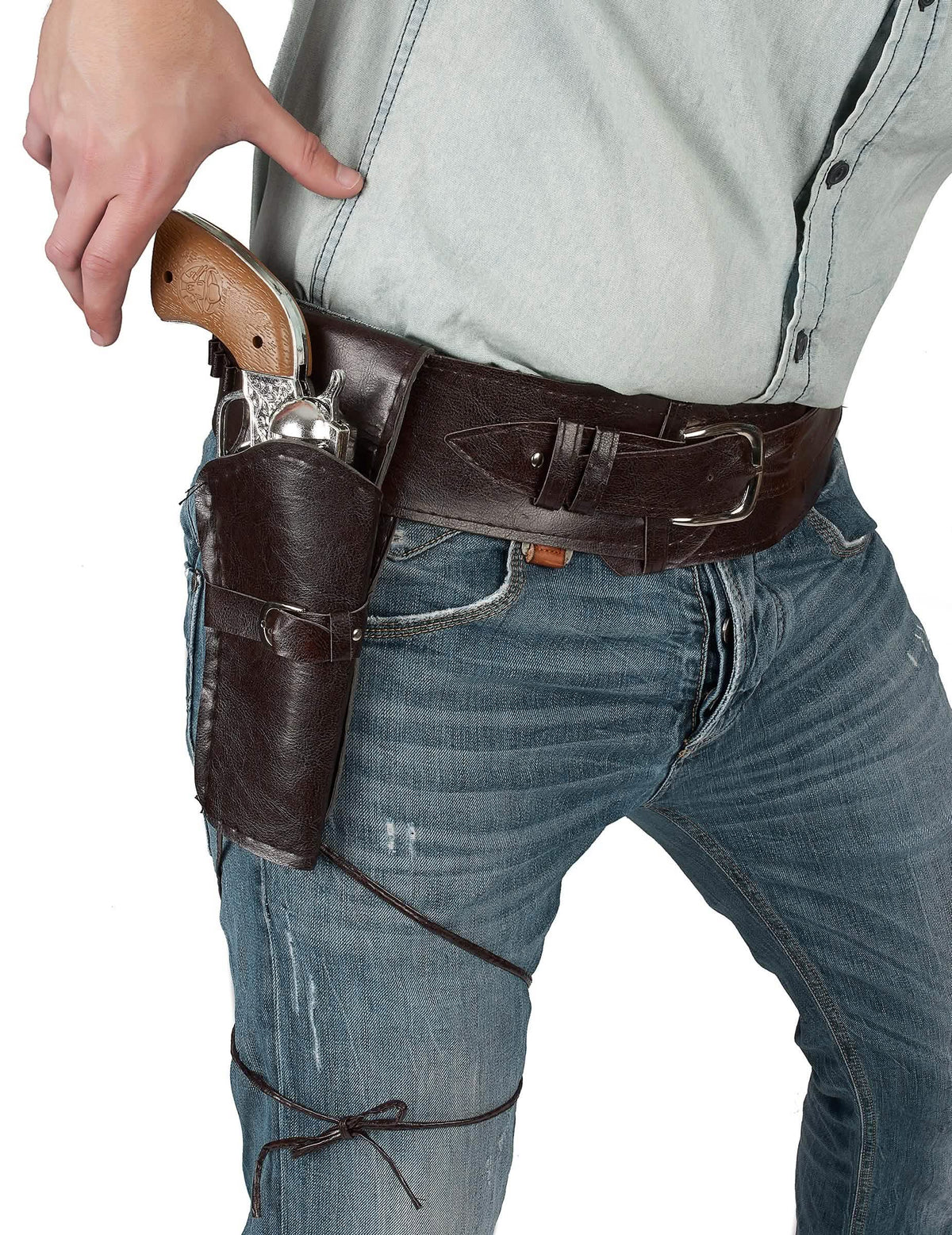 Pojas s cowboy futrolom za odrasli smeđa