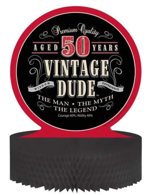 Središnji stolni ukras od saća od papira za rođendan Vintage 50 godina za muškarca crna i crvena Vintage Dude