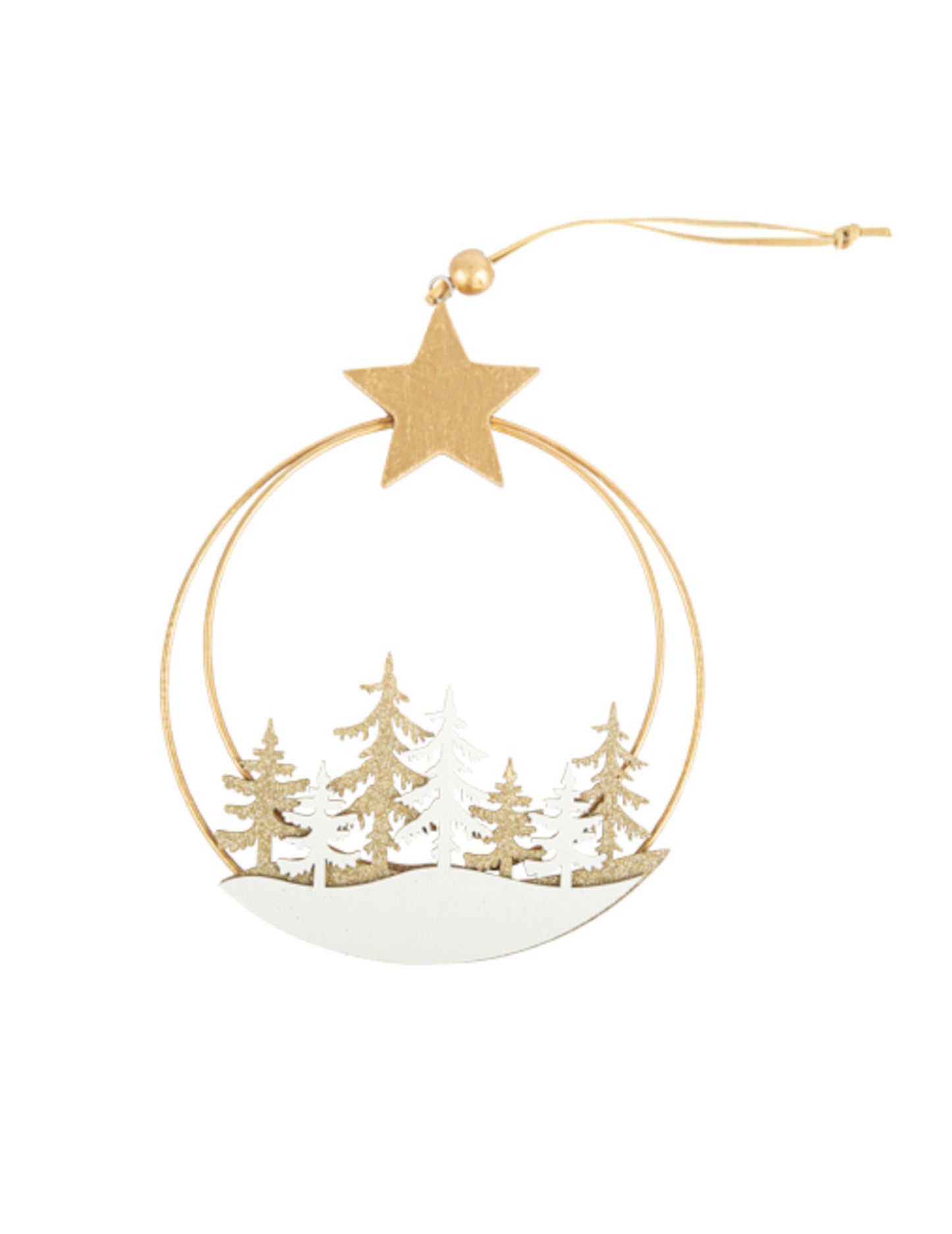 Viseći krug Snježna šuma 16,5 x 19,5 cm sa zlatnom zvijezdom