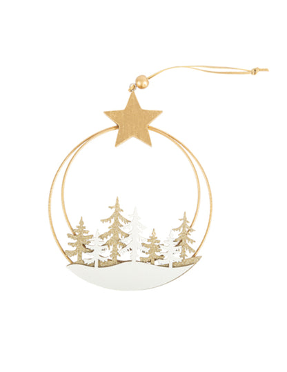 Viseći krug Snježna šuma 16,5 x 19,5 cm sa zlatnom zvijezdom