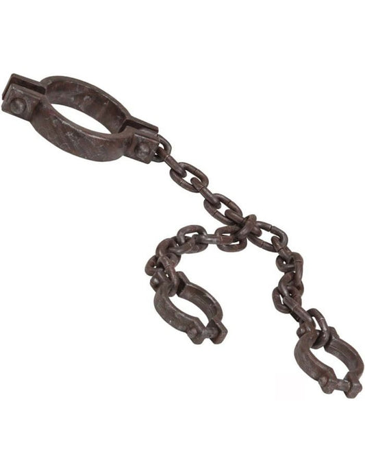 Chaîne de prisonnier pour cou et poignets pour adulte marron effet rouillé