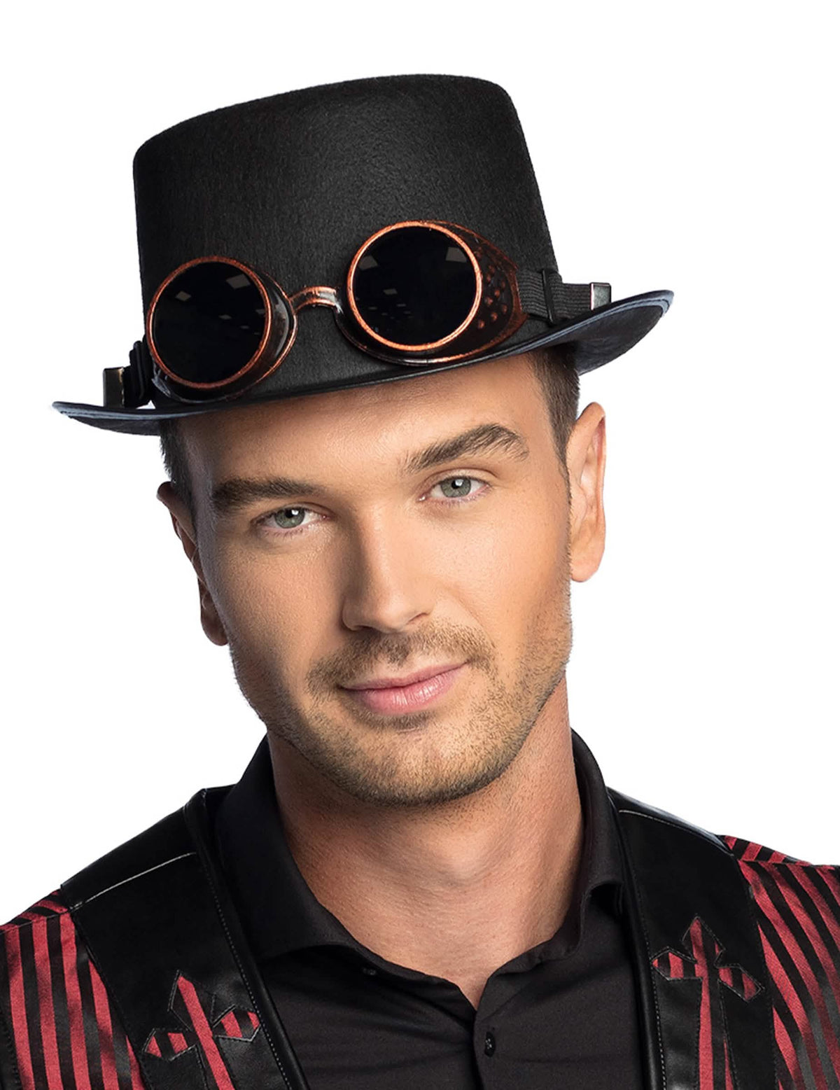 Krupni plan šešira sprijeda s naočale steampunk