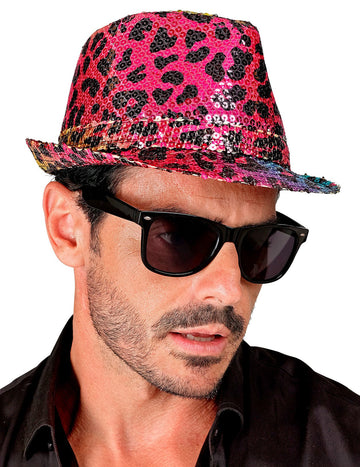 Odrasli s više obojenim leopardovim šljokicama Borsalino šešir