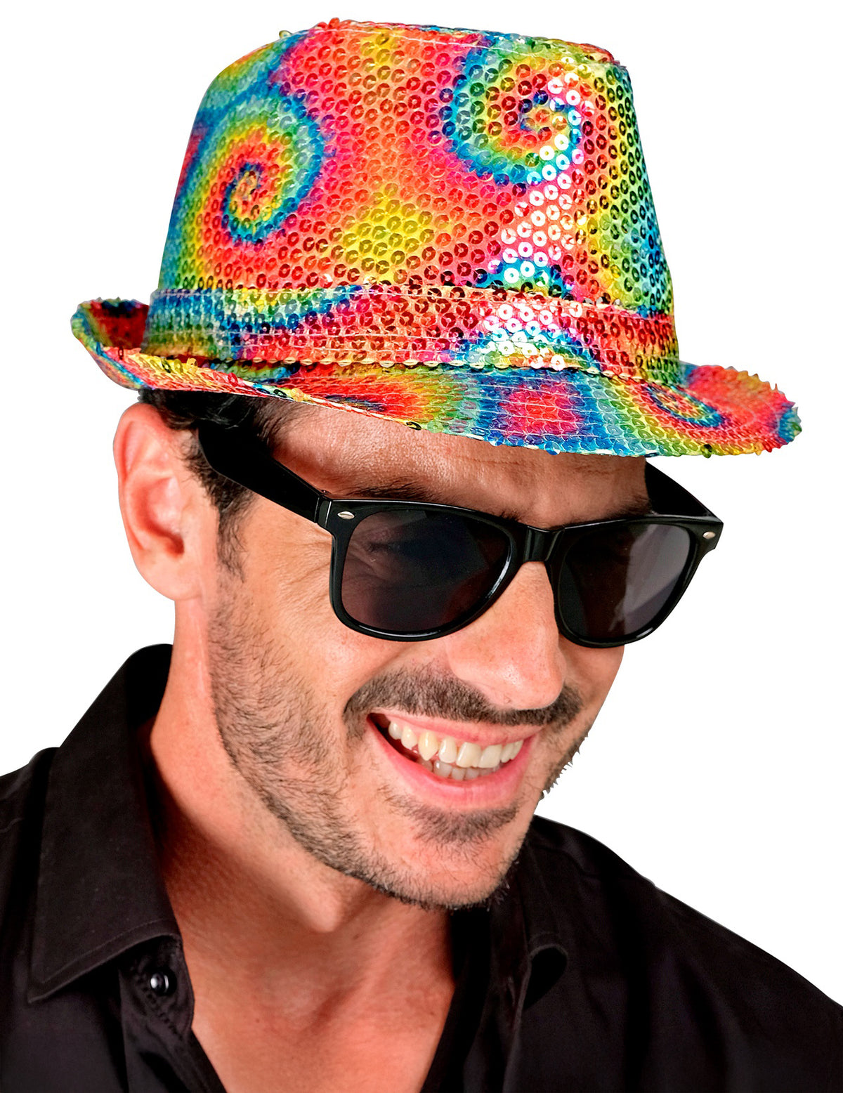 Chapeau borsalino à sequins tie and dye pour adulte multicolore
