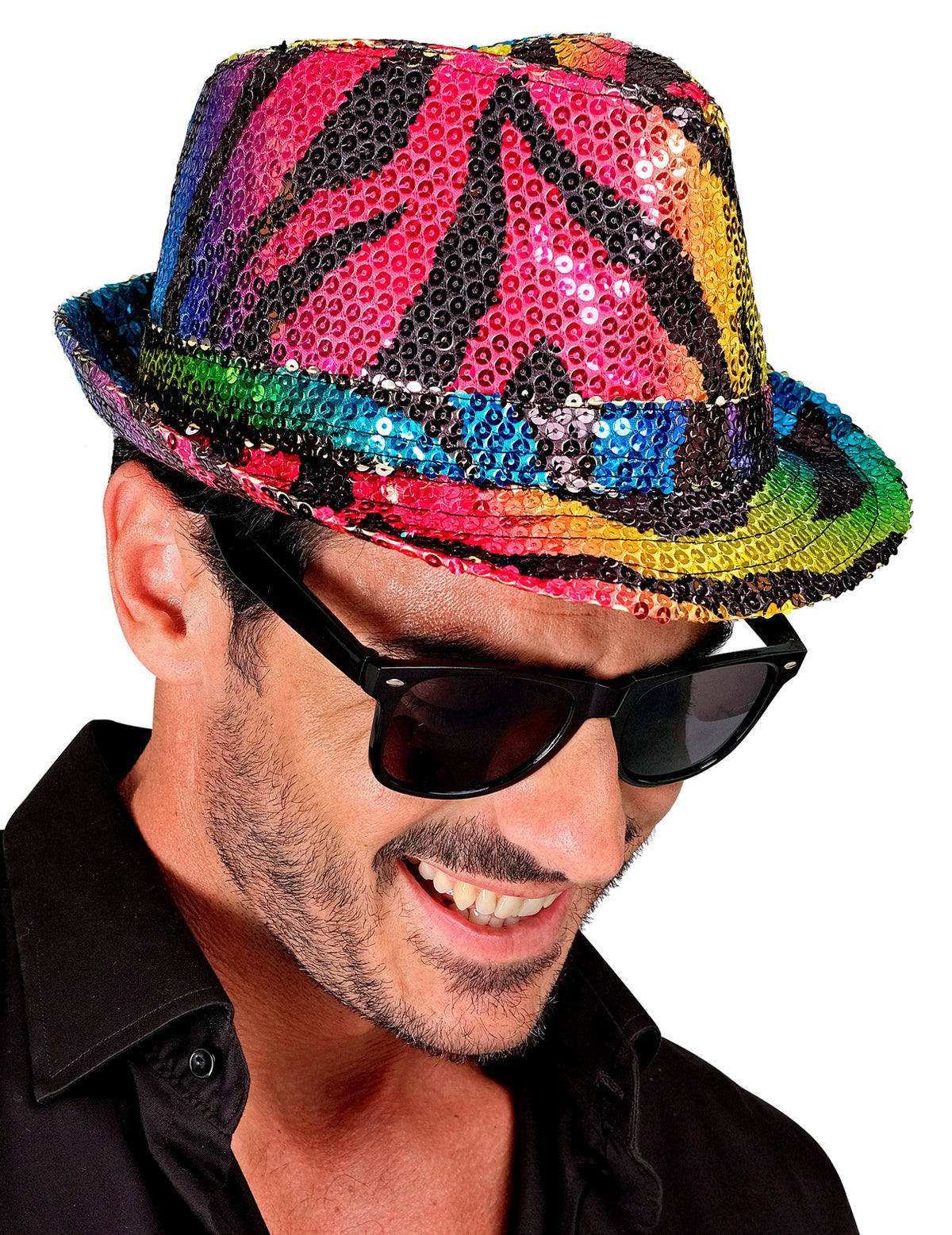 Chapeau borsalino à sequins tigré pour adulte multicolore