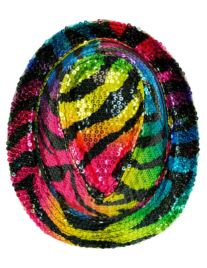 Odrasli raznobojni tigrasti šljokica borsalino šešir