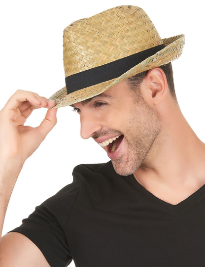 Borsalino šešir u slami i odraslom crnom bendu