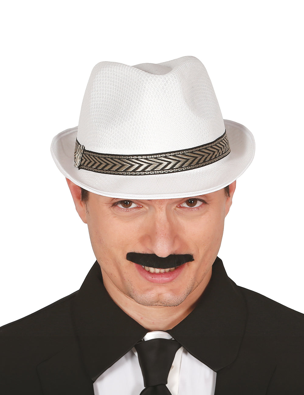 Vue de face du chapeau borsalino trilby pour adulte blanc