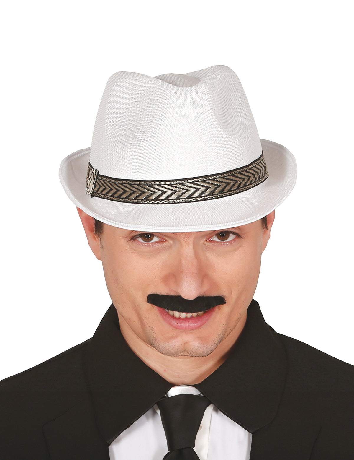 Vue de face du chapeau borsalino trilby pour adulte blanc