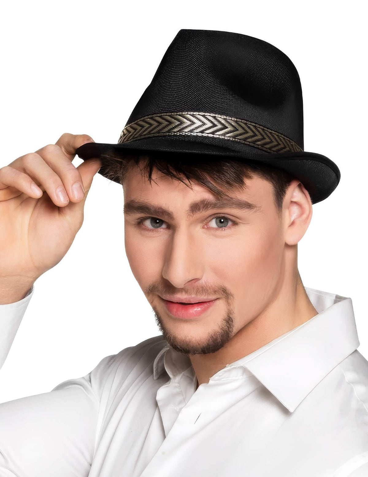 Prednji prikaz nošenog borsalino trilby šešira za odrasli