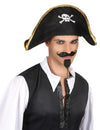 Chapeau chef des pirates pour adulte noir et doré avec tête de mort