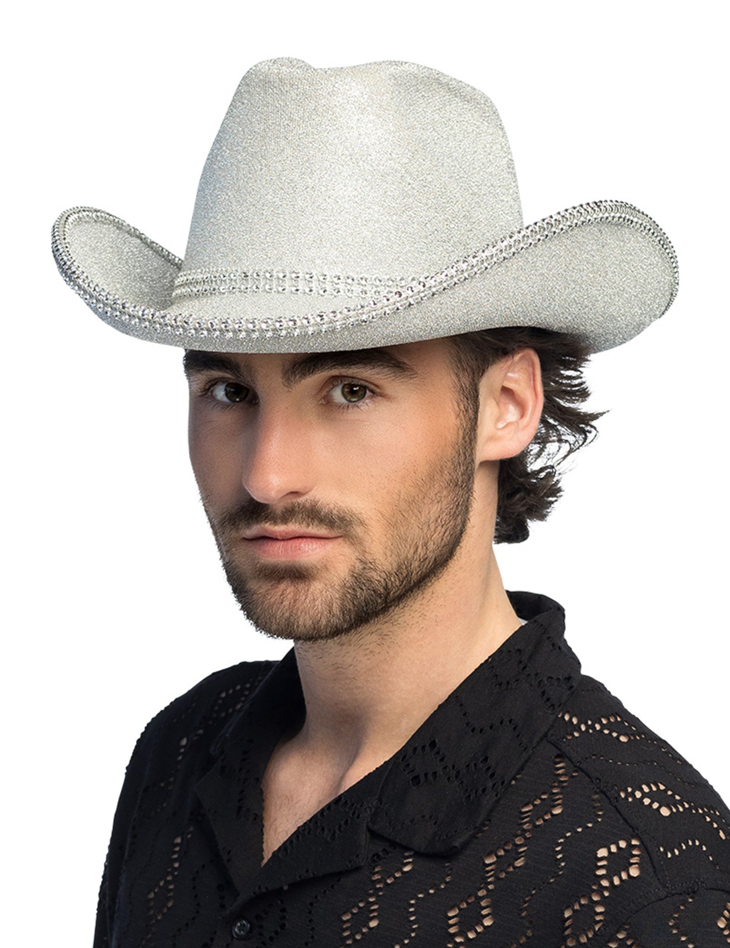 Srebrni kaubojski šešir sa šljokicama za odrasle