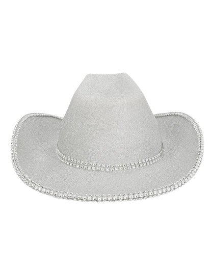 Srebrni kaubojski šešir sa šljokicama za odrasle