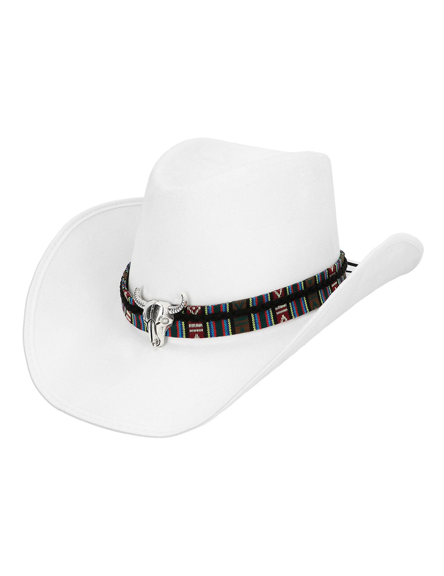 Bijeli kaubojski šešir za odrasle s glavom bizona