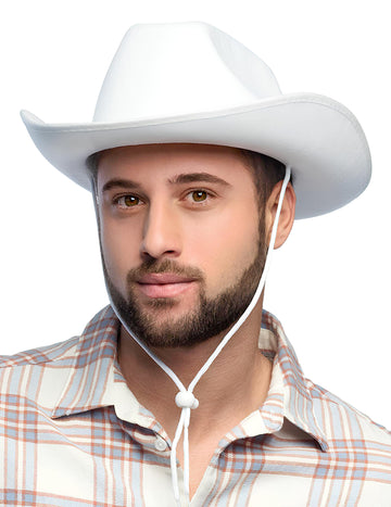Odrasli bijeli kaubojski šešir s kabelom
