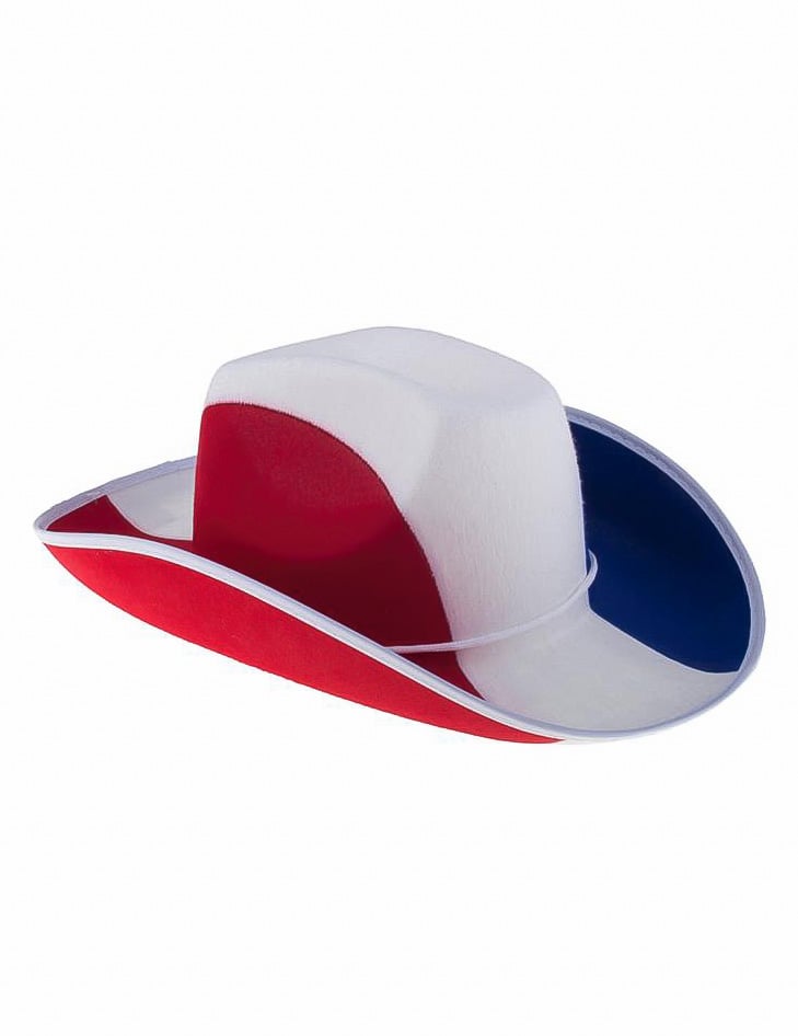 Chapeau de cowboy France pour adulte bleu blanc rouge