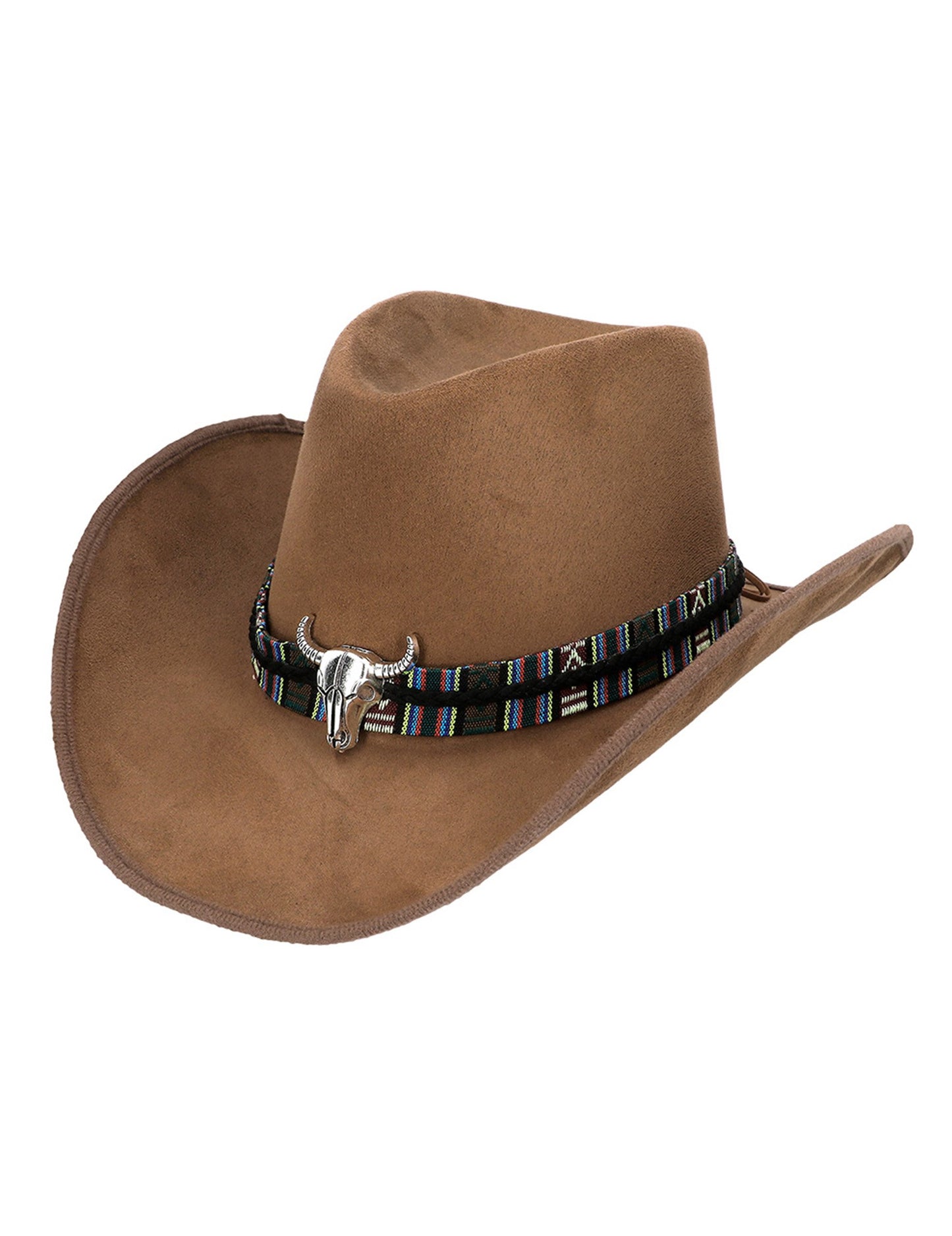 Smeđi kaubojski šešir s glavom odraslog bizona