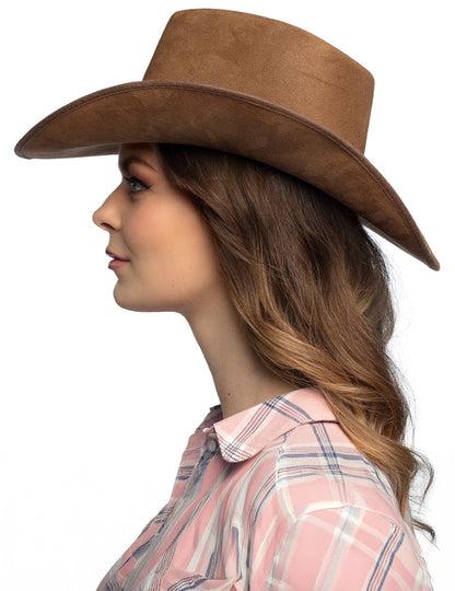 Smeđi kaubojski šešir s glavom odraslog bizona